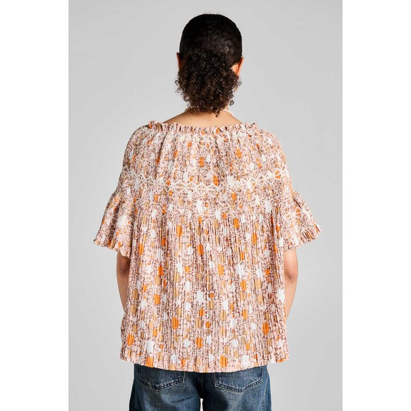 Karen Walker Theia Smocked Blouse image number 1